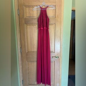 Red bridesmaid dress lace top